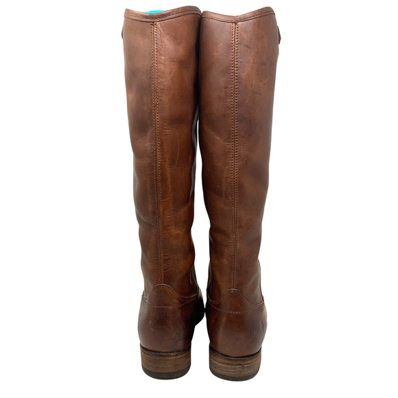 NEW Frye Melissa Button Tall Equestrian Riding Boots Sz 6 Cognac Oiled Leather - Picture 8 of 13